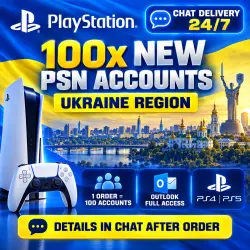 100x NEW PSN ACCOUNTS | Ukr. UA | Outlook Full Access | PS4 & PS5 | Chat Delivery 24/7