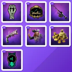 Sea of Thieves Twitch Drops (7 Items) — Drum Show-Off Emote + Lazybeard Title +5 more