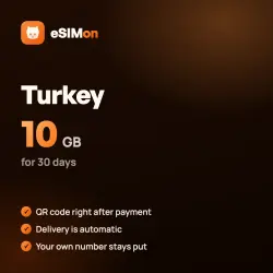 eSIM Turkey 10 GB for 30 days – QR right after payment