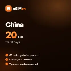 eSIM China 20 GB for 30 days – QR right after payment