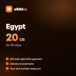 eSIM Egypt 20 GB for 30 days – QR right after payment