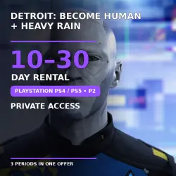 Detroit: Become Human Digital Deluxe + Heavy Rain PS4/PS5 | P2 | 10–30 Day Rental