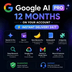 24/7| Instant | Google AI Pro 12 month on Your Mail | Gemini 3.1 Pro ,5TB, AntiGravity 2.0