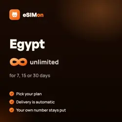 eSIM Egypt – unlimited data for 7, 15 or 30 days, automatic delivery