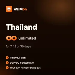 eSIM Thailand – unlimited data for 7, 15 or 30 days, automatic delivery