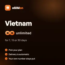eSIM Vietnam – unlimited data for 7, 15 or 30 days, automatic delivery