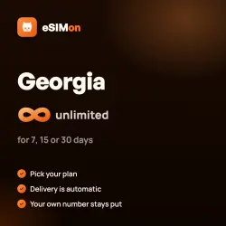 eSIM Georgia – unlimited data for 7, 15 or 30 days, automatic delivery