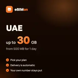 eSIM UAE – mobile data for your trip, packs from 500 MB to 30 GB