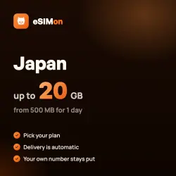 eSIM Japan – mobile data for your trip, packs from 500 MB to 20 GB