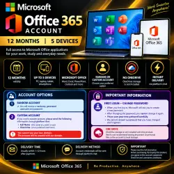 Microsoft Office 365 Account — 12 Months | 5 Devices | Instant Delivery