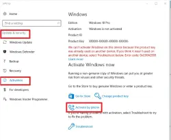 Microsoft Windows 10 Pro, activation key via phone, 1 PC