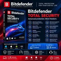 Bitdefender Total Security | 1–5 Devices | 1 Year | Multi-Platform | Existing / New Account