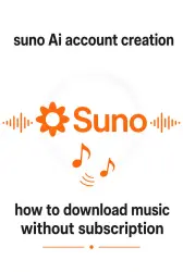 Suno Ai music No subscription Account- Account Creation - steps on how to download the music Created