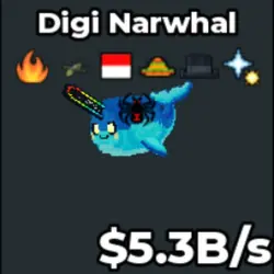 5.3b s Digi Narwhal (Секретный персонаж) — Roblox, лот №219353