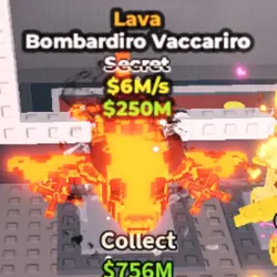Bombardiro Vaccariro 6M s Lava (Секретный персонаж) — Roblox, лот №221174