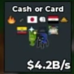 BS12460 Cash or Card 3 Flags Trait Clean 4.2B s (Секретный … — Roblox, лот №221700