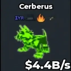 BS12667 Cerberus With 1YR And Clean Traits Radioactive 4.4B… — Roblox, лот №221796