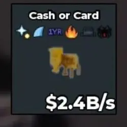 Cash or Card Gold [2.4 B s ] with Fire trait , 1 Year trait… — Roblox, лот №223581