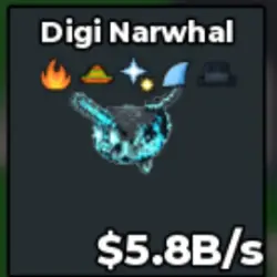 Cyber Digi Narwhal 5.8B s vexs (Секретный персонаж) — Roblox, лот №225676