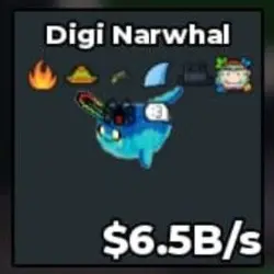 Digi Narwhal 6.5B s Clean Trait Ahyar (Секретный персонаж) — Roblox, лот №226772