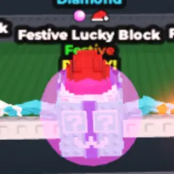 Festive Lucky Block - Diamond - Bubblegum - Santa Hat (Fest… — Roblox, лот №228292