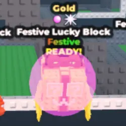 Festive Lucky Block - Gold - Bubblegum - Concert (Festive п… — Roblox, лот №228317