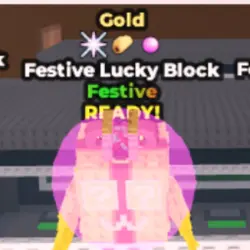 Festive Lucky Block - Gold - Concert - Taco - Bubblegum (Fe… — Roblox, лот №228319