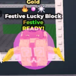 Festive Lucky Block - Gold - Fire - Bubblegum - Concert (Fe… — Roblox, лот №228290