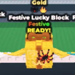 Festive Lucky Block - Gold - Spider - Fire (Festive персона… — Roblox, лот №228291