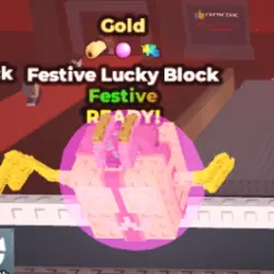 Festive Lucky Block - Gold - Taco - Bubblegum - Glitch (Fes… — Roblox, лот №228293