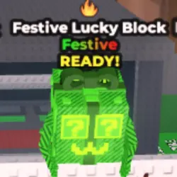 Festive Lucky Block - Radioactive - Fire (Festive персонаж) — Roblox, лот №228302