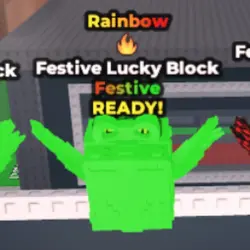 Festive Lucky Block - Rainbow - Fire (Festive персонаж) — Roblox, лот №228309