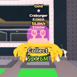 Gold Craburger 5.5 M s (1 TRAIT) (Секретный персонаж) — Roblox, лот №230541