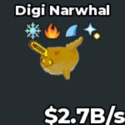 Gold Digi Narwhal - 2.7B s Only Snowflake Trait Digi in gam… — Roblox, лот №230553