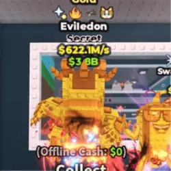 Gold Eviledon 622.1M S (OG Meowl + 3 Traits) #R8QX3K (Секре… — Roblox, лот №230622