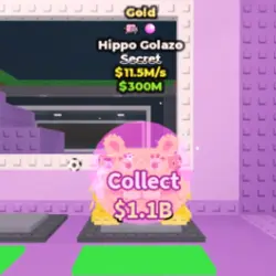 Gold Hippo Golazo 11.5 M s (2 TRAITS) (Секретный персонаж) — Roblox, лот №230856