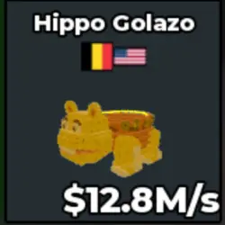 Gold Hippo Golazo 12.8 M s - Quick (Секретный персонаж) — Roblox, лот №230857