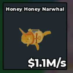 Gold Honey Honey Narwha l 1.1 M s (Секретный персонаж) — Roblox, лот №230862