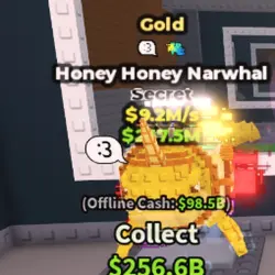 Gold Honey Honey Narwhal - 9.2M s - Secret - :3 - Glitch M1… — Roblox, лот №230863