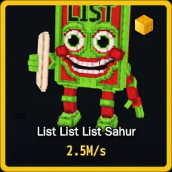 Gold List List List Sahur 2.5M s (Секретный персонаж) — Roblox, лот №231097