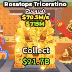Gold Rosatops Triceratino 70.5M s Traits : Taco, Nyan, Braz… — Roblox, лот №231328