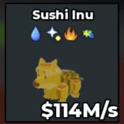 Gold Sushi Inu 114 M s (Секретный персонаж) — Roblox, лот №231536