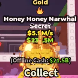 Honey Honey Narwhal (1 Trait)[Gold] 5.9 M s (Секретный перс… — Roblox, лот №231943