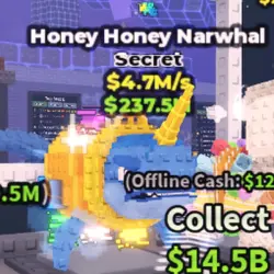 Honey Honey Narwhal 4.7 M s (Секретный персонаж) — Roblox, лот №231946