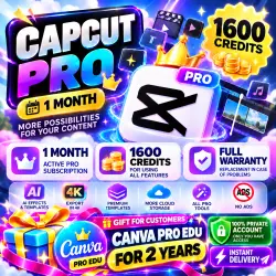 CapCut Pro 1 Month + 1600 Credits | Full Warranty | Private Account | + Gift