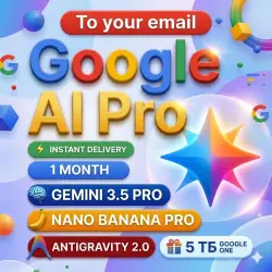 24/24 & 7/7 | Instant | Google AI Pro 1 Month | To your email | Gemini 3.1 Pro, 5 TB