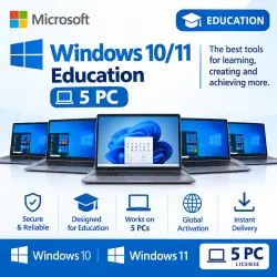 Windows 10/11 Education License Key — 5 PCs | Digital Delivery