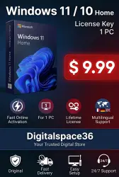 Windows 11 Home / 10 Home Key — Online Activation 1 PC / Official License