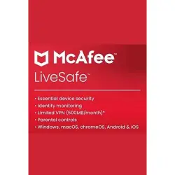 McAfee Live 2023 - 1 Device 1 Year | Subscription Key | GLOBAL