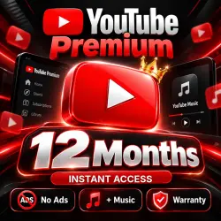 YouTube Premium 12 Months | No Ads + YouTube Music | Instant Access | Global | Warranty